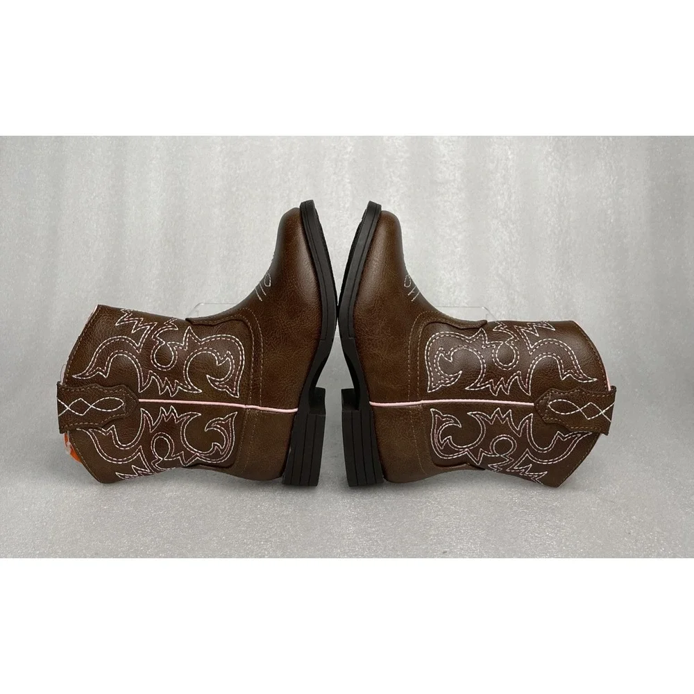 Wonder Nation Brown Pull-on Square Toe Cowboy Cowgirl Boots Toddler Girls Size 8